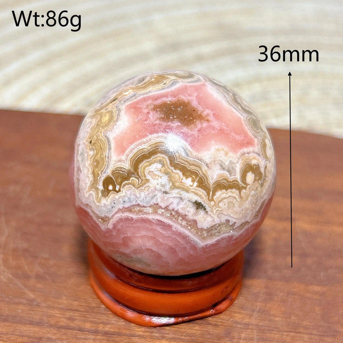 Rhodochrosite Sphere – Natural Pink Elegance
