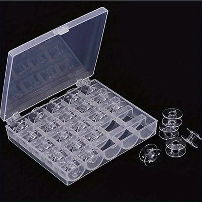 25 Piece Set of Mudder Plastic Sewing Machine Barrels with Sewing Machine Storage Box, Transparent, Used for Household Sewing AC