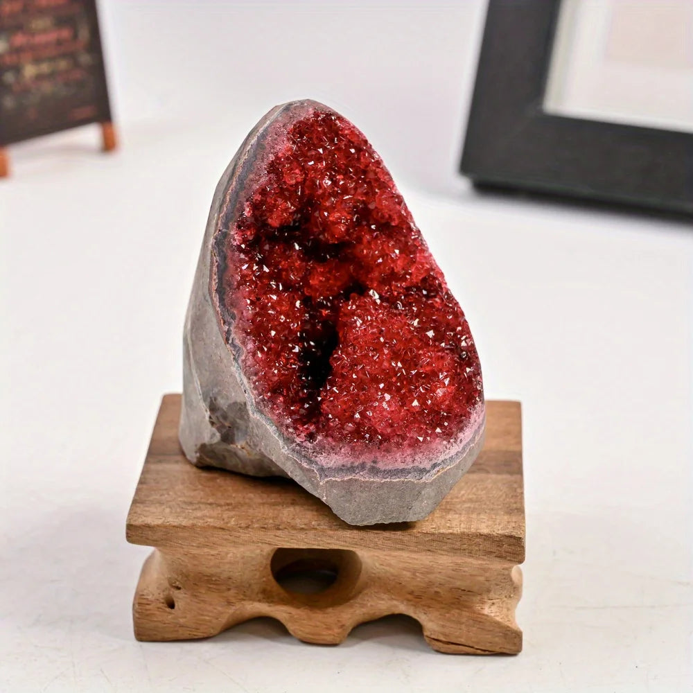 Classic Red Amethyst Geode Cluster - Perfect for Home and Office Decor, Unique Gift, Suitable Gift for Halloween and Holidays