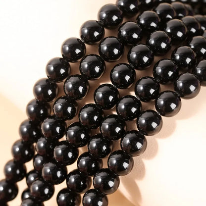 Natural Stone Golden Black Obsidian Bead Shinny Round Loose Gemstone Bead for Jewelry Making Diy Bracelet Necklace Accessory 15"