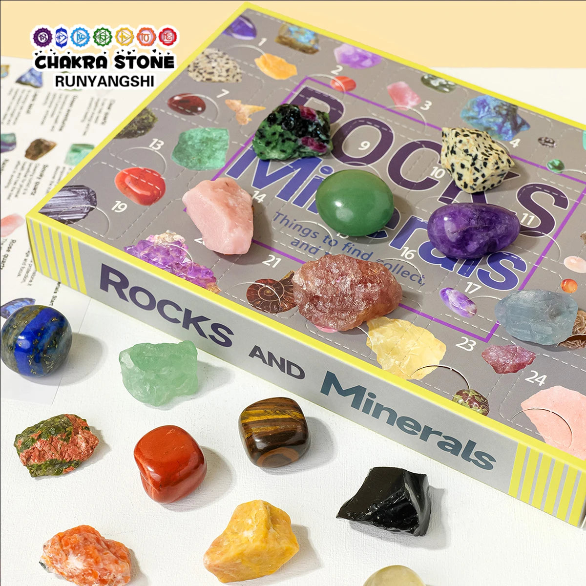 24pcs/set Natural Crystal Specimen Gift Box Children's Holiday Gift Ornament