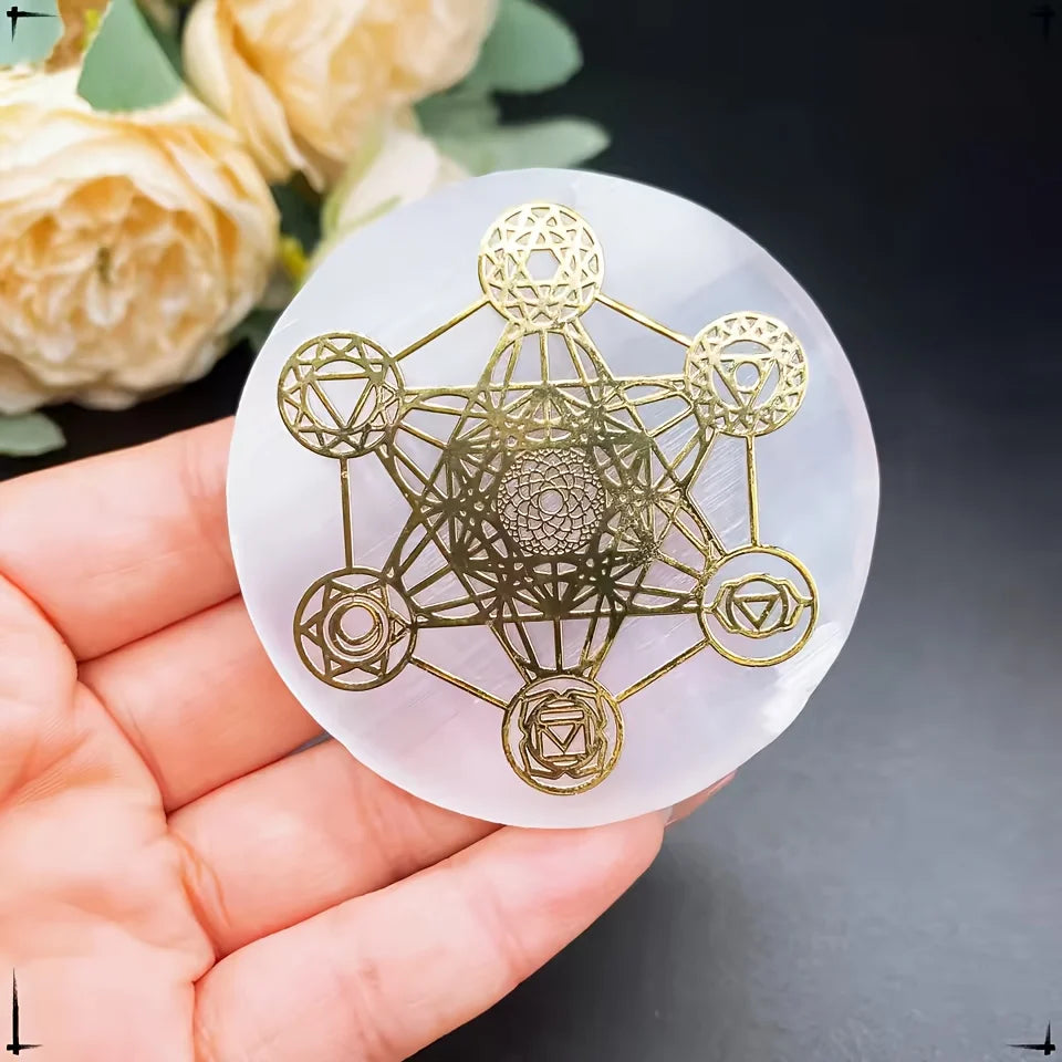6cm Natural Crystal Selenite Slice Slab White Gypsum, Natural Selenite Stone Crystal Disc, Selenite Charging Plate
