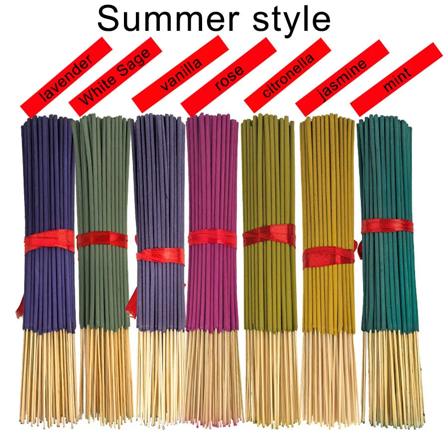 7 Sets of 140 Incense Sticks, Available in Four Seasonal Sets: Rose, Lavender, Sandalwood, Jasmine, Mint, Cherry Blossom, Herbal, and Dragon Blood Wood, with 20 Sticks in Each Pack, Suitable for Home Use, Office, Yoga, Medita