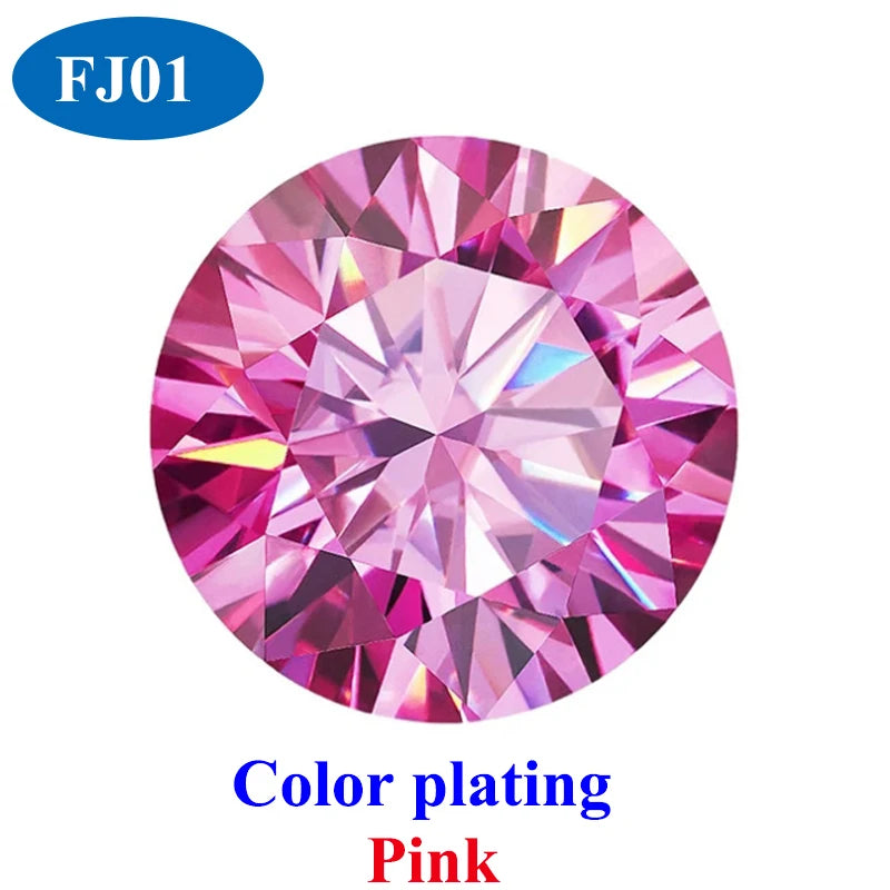 DJMAX 0.5-3ct Pink Red Royal Blue Green Moissanite Loose Stone Excellent Cut 5/6.5/8/9mm Original Moissanite Diamond Stones