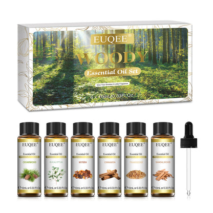 EUQEE Essential Oils Set 6 Bottles 10ml Pure Natural Aromatherapy Oils for Humidifier Diffusers Making Candle Soap Air Freshener