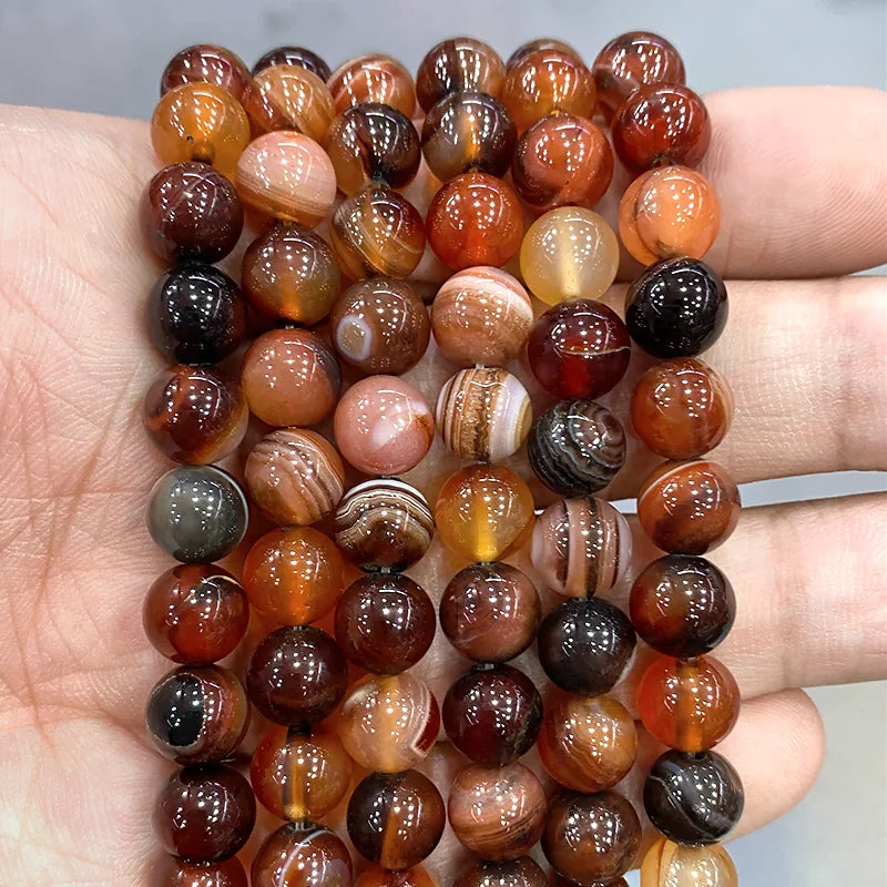 Orange Striped Agate Beads – Natural Stone for Jewelry Making