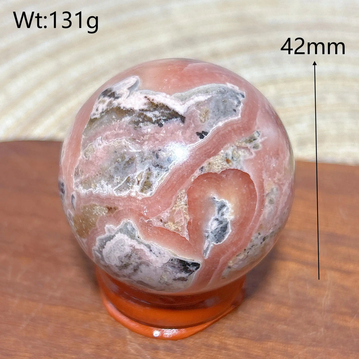 Rhodochrosite Sphere – Natural Pink Elegance