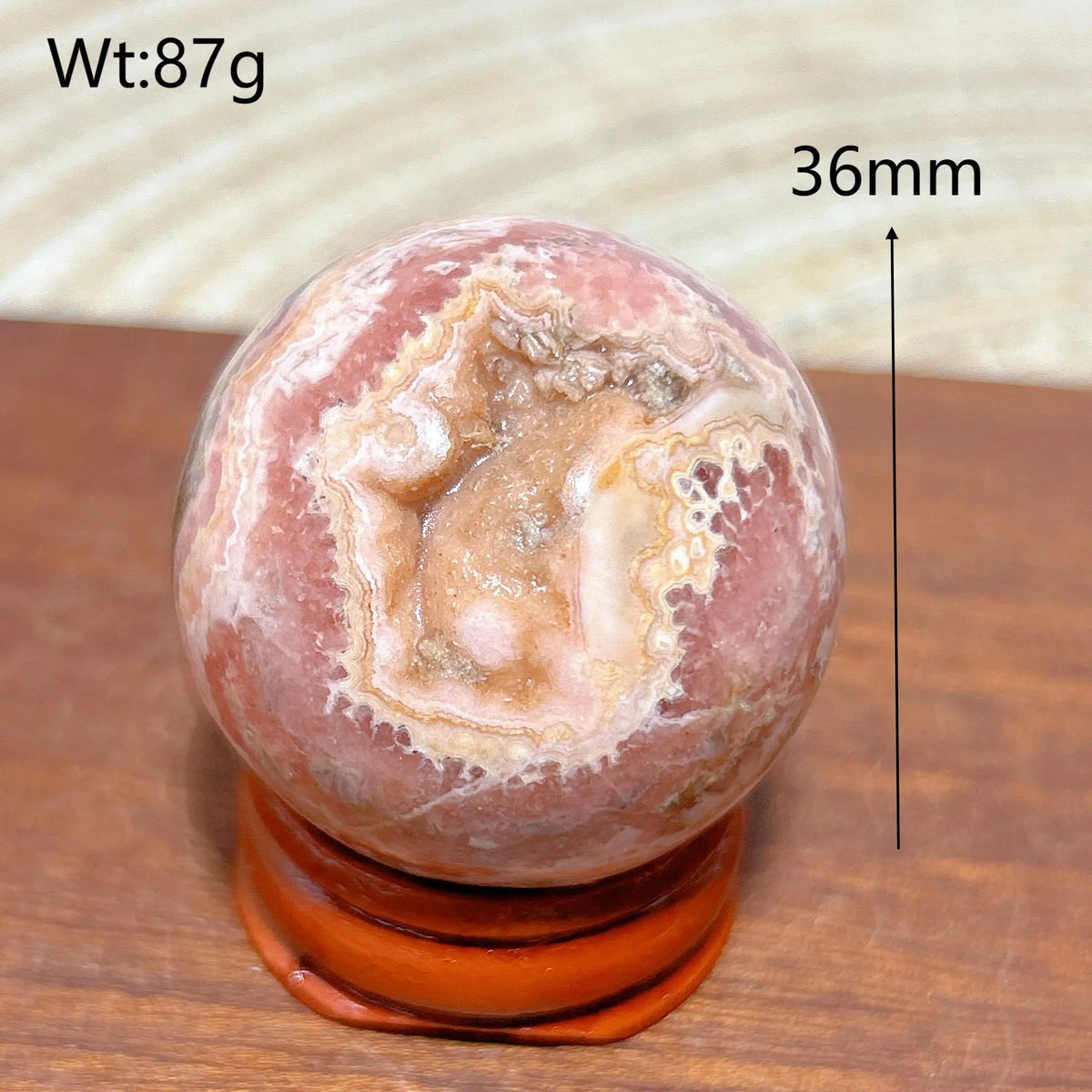 Rhodochrosite Sphere – Natural Pink Elegance