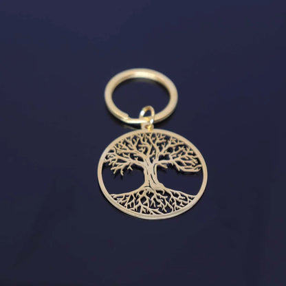 2024 New fashion stainless steel round tree of Life pendant keychain temperament everything with key chain men's and women's acc
