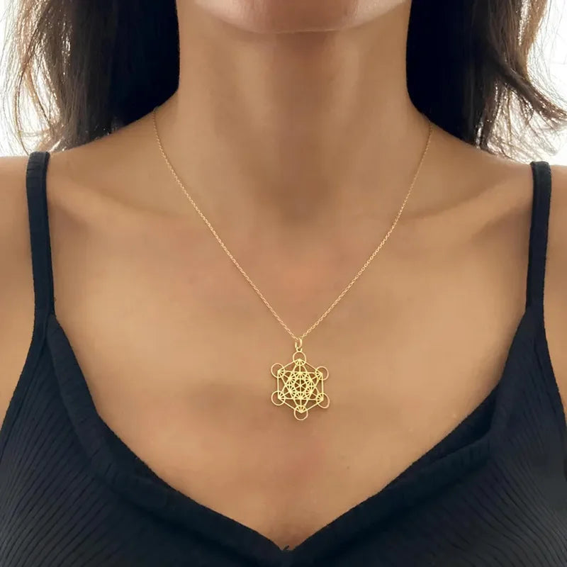 Seal Of Archangel Metatron Pendant Necklace Stainless Steel Sacred Geometry Hexagram Amulet Jewelry