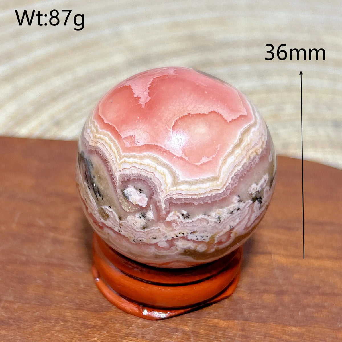 Rhodochrosite Sphere – Natural Pink Elegance