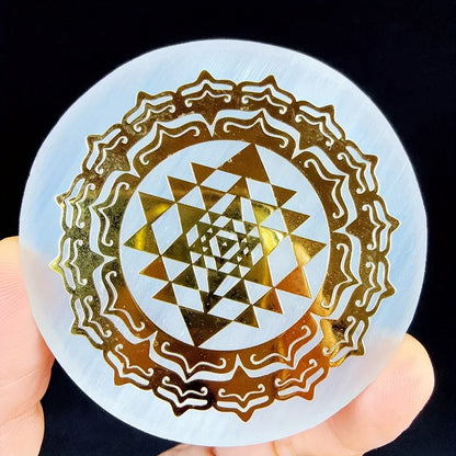 6cm Natural Crystal Selenite Slice Slab White Gypsum, Natural Selenite Stone Crystal Disc, Selenite Charging Plate