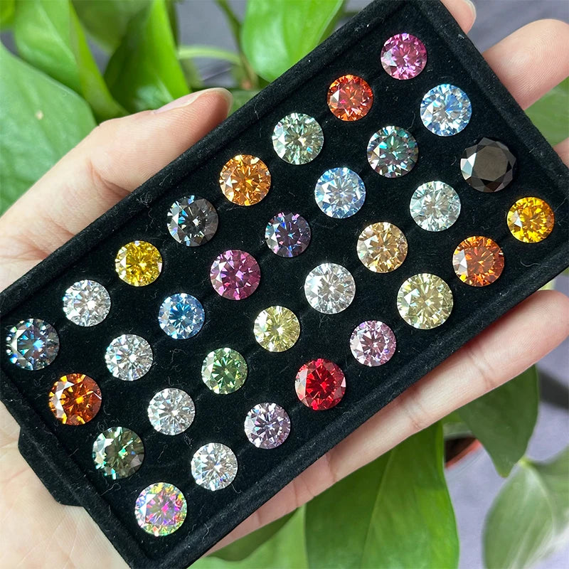 DJMAX 0.5-3ct Pink Red Royal Blue Green Moissanite Loose Stone Excellent Cut 5/6.5/8/9mm Original Moissanite Diamond Stones