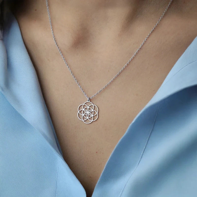 Seal Of Archangel Metatron Pendant Necklace Stainless Steel Sacred Geometry Hexagram Amulet Jewelry