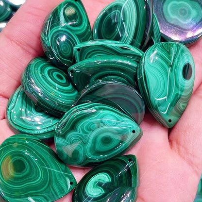 Natural Malachite Pendant Teardrop Shape Healing Crystal Necklace Protection Stone Jewelry for Women Malachite with Certificate