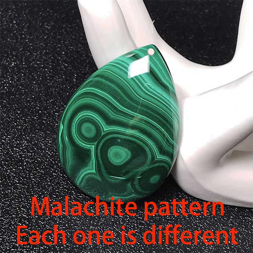 Natural Malachite Pendant Teardrop Shape Healing Crystal Necklace Protection Stone Jewelry for Women Malachite with Certificate