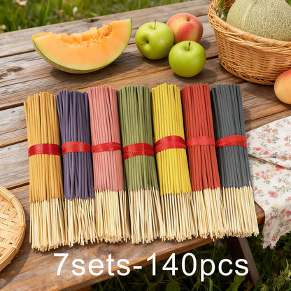 7 Sets of 140 Incense Sticks, Available in Four Seasonal Sets: Rose, Lavender, Sandalwood, Jasmine, Mint, Cherry Blossom, Herbal, and Dragon Blood Wood, with 20 Sticks in Each Pack, Suitable for Home Use, Office, Yoga, Medita