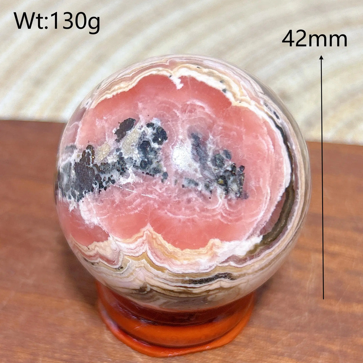 Rhodochrosite Sphere – Natural Pink Elegance