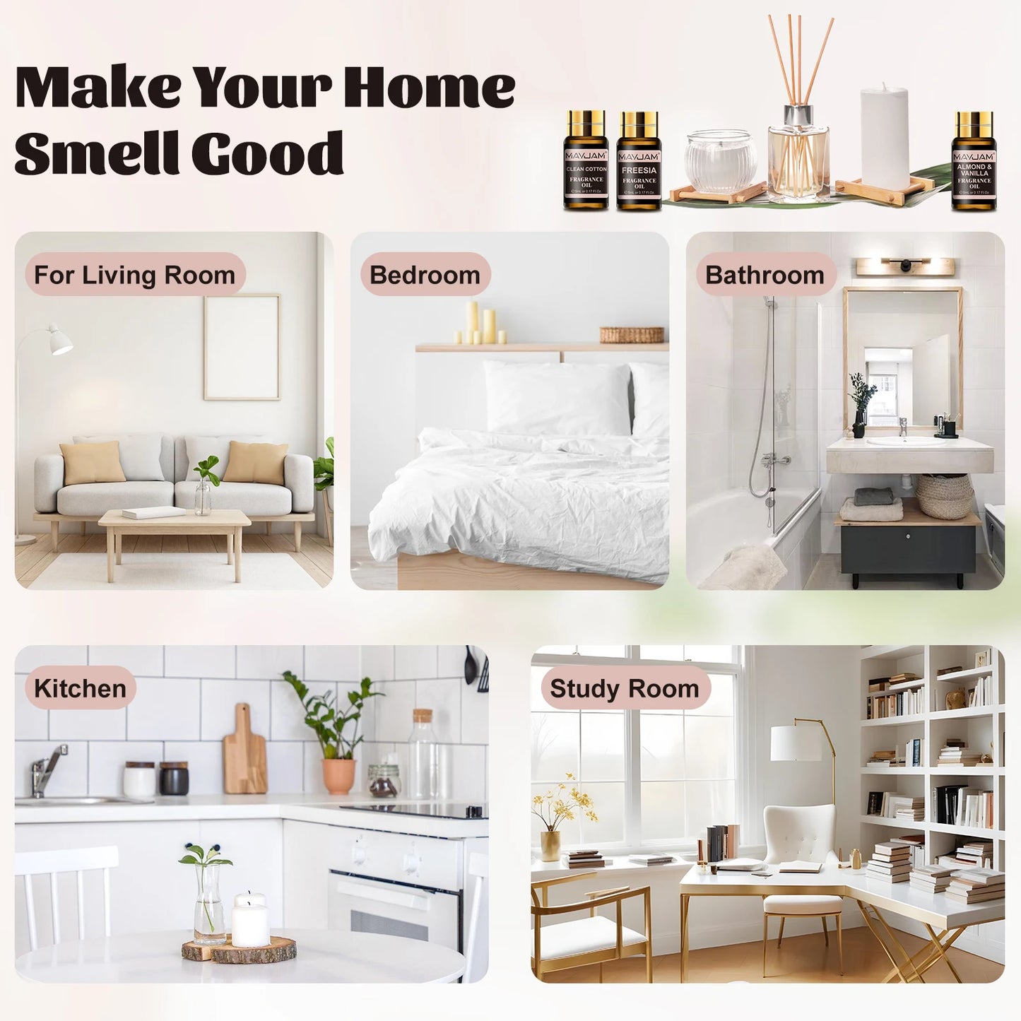 MAYJAM Christmas Gift Set 20pcs Fragrance Oil Coconut & Vanilla Baby Powder Freesia Leather Watermelon Cucumber Melon Aroma Oil