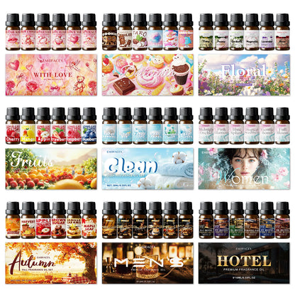 6pc/1Set 10ML Fragrance Oils Gift Set Fruit Delicious Hotel Autumn Scented Aroma Oil Warm Scent Christmas Gift Floral Clean Set
