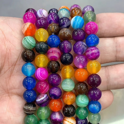 Orange Striped Agate Beads – Natural Stone for Jewelry Making