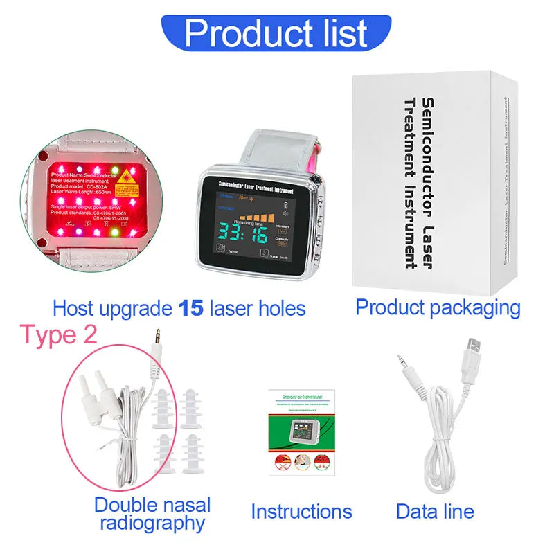 Laser Wrist Watch Hypertension  Diabetes  Rhinitis Sinusitis