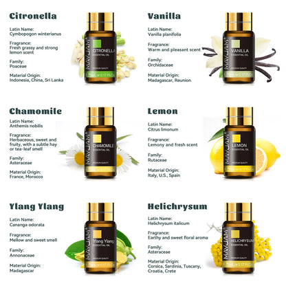 MAYJAM 35 Bottles Essential Oils Set Lavender Vanilla Oregano Neroli for Humidifier Diffuser Candle Making Air Freshener