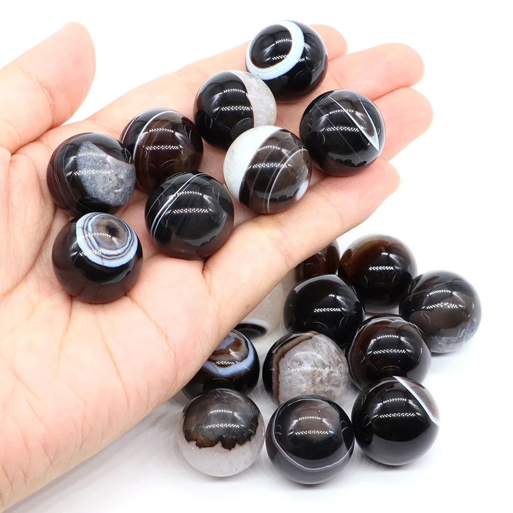 20mm Black Agate Balls Natural Stone Sphere Healing Crystal Amethyst Energy Globe for DIY Jewelry Specimen Collection Home Decor
