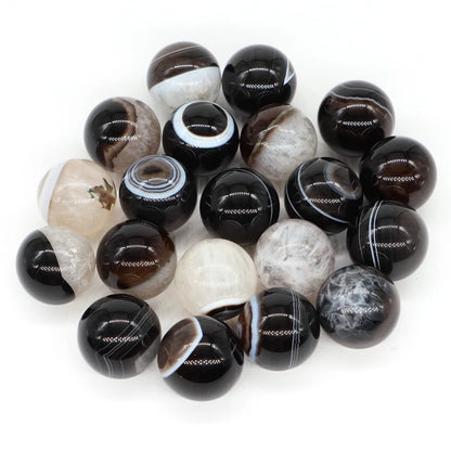 20mm Black Agate Balls Natural Stone Sphere Healing Crystal Amethyst Energy Globe for DIY Jewelry Specimen Collection Home Decor