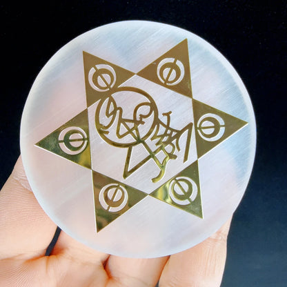 6cm Natural Crystal Selenite Slice Slab White Gypsum, Natural Selenite Stone Crystal Disc, Selenite Charging Plate