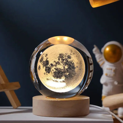 【Customized Link 】Creative Birthday Gifts 6cm Crystal Ball Night Lamp Laser Engraving USB Night Lights Home Bedroom Decroation