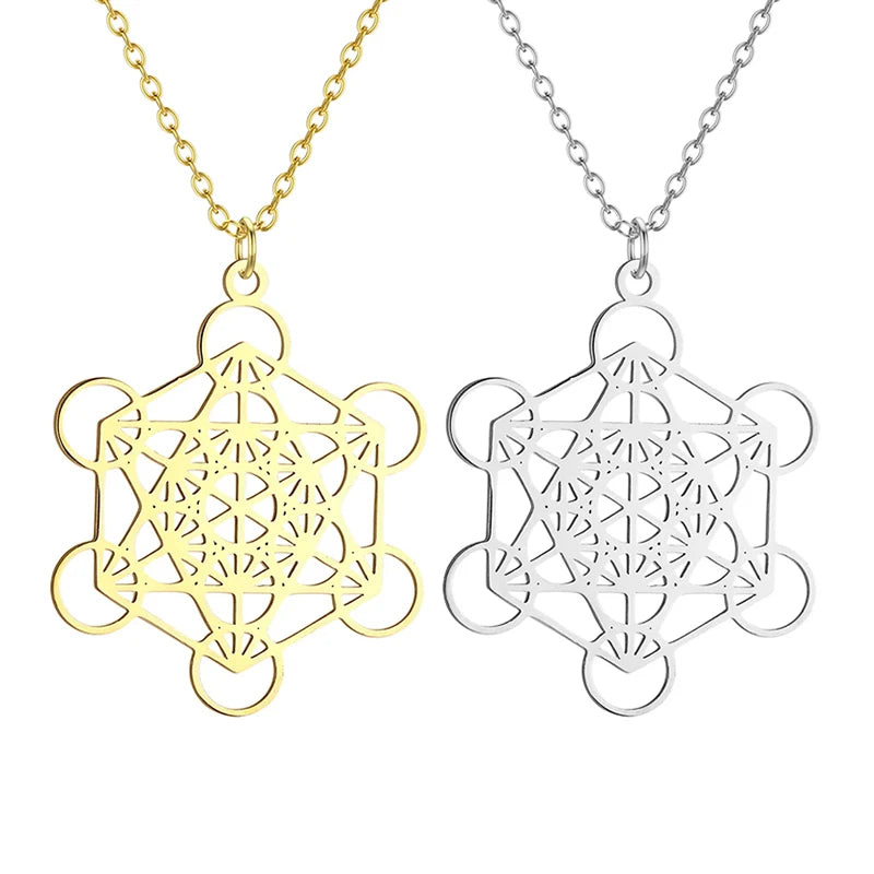 Seal Of Archangel Metatron Pendant Necklace Stainless Steel Sacred Geometry Hexagram Amulet Jewelry