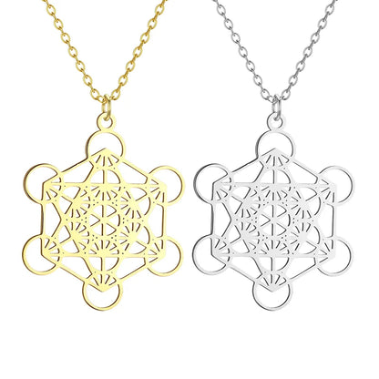 Seal Of Archangel Metatron Pendant Necklace Stainless Steel Sacred Geometry Hexagram Amulet Jewelry
