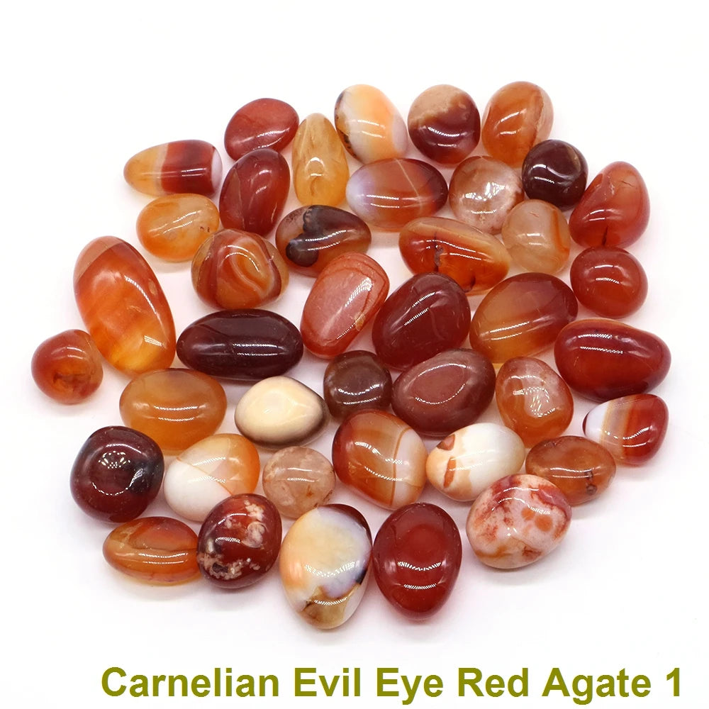 Natural Carnelian Evil Eye Red Black Agate Gravel Specimen Square Polished Healing Stone Reiki for Aquarium Fish Tank Home Decor