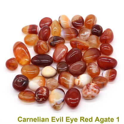 Natural Carnelian Evil Eye Red Black Agate Gravel Specimen Square Polished Healing Stone Reiki for Aquarium Fish Tank Home Decor