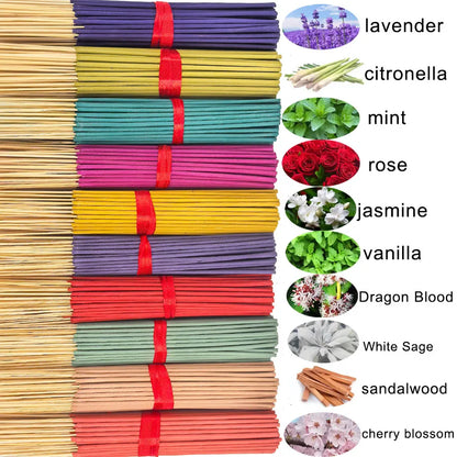 7 Sets of 140 Incense Sticks, Available in Four Seasonal Sets: Rose, Lavender, Sandalwood, Jasmine, Mint, Cherry Blossom, Herbal, and Dragon Blood Wood, with 20 Sticks in Each Pack, Suitable for Home Use, Office, Yoga, Medita