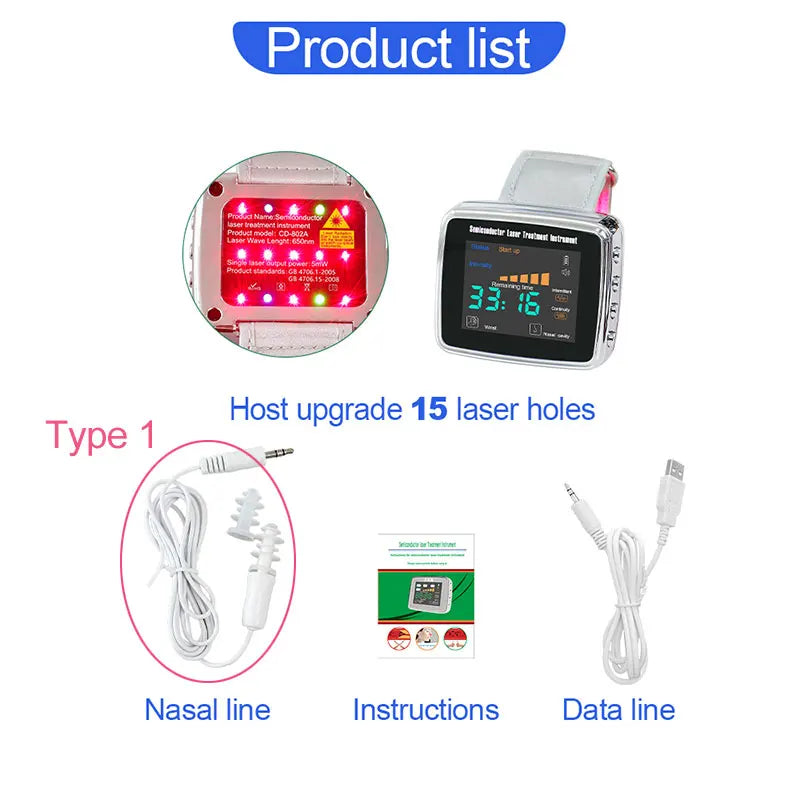 Laser Wrist Watch Hypertension  Diabetes  Rhinitis Sinusitis