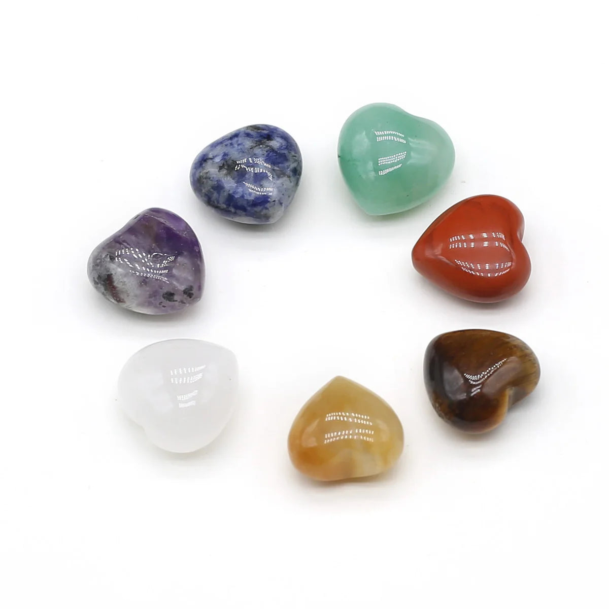 7pcs/Pack Round Shaped 7 Chakra Natural Stone Ornament Amethyst Quartz Energy Engraved Symbols Reiki Divination Healing 16-18mm