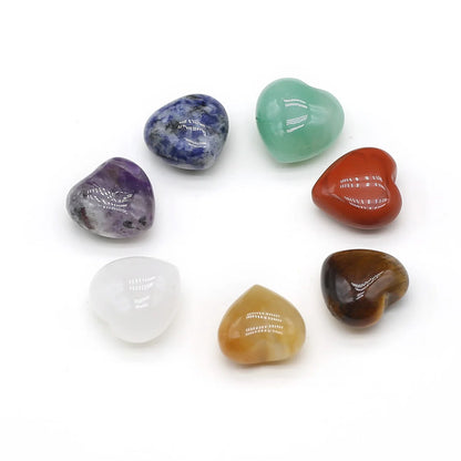 7pcs/Pack Round Shaped 7 Chakra Natural Stone Ornament Amethyst Quartz Energy Engraved Symbols Reiki Divination Healing 16-18mm