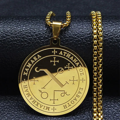Seven Archangels Amulet Stainless Steel Necklaces Men Seal of Solomon Talisman Necklace Protection Jewelry Collar Hombre N1162S2