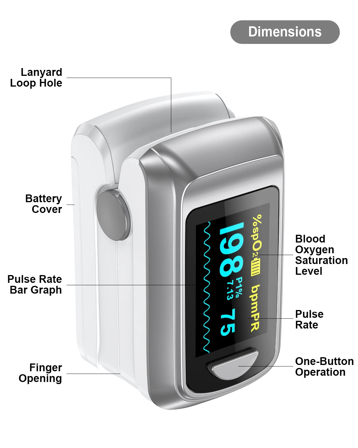 Finger Pulse Oximeter Blood Oxygen Saturation Bluetooth APP Control