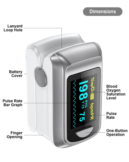 Finger Pulse Oximeter Blood Oxygen Saturation Bluetooth APP Control