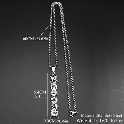 Yoga 7 Chakra Birth Flower Pendant Necklace for Women Girls Stainless Steel Gold Color Reiki Healing Amulet Jewelry Gift