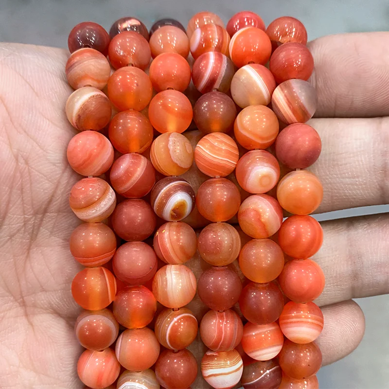 Orange Striped Agate Beads – Natural Stone for Jewelry Making