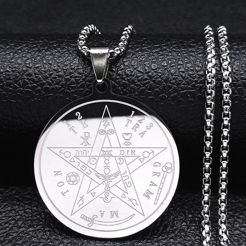 Seven Archangels Amulet Stainless Steel Necklaces Men Seal of Solomon Talisman Necklace Protection Jewelry Collar Hombre N1162S2