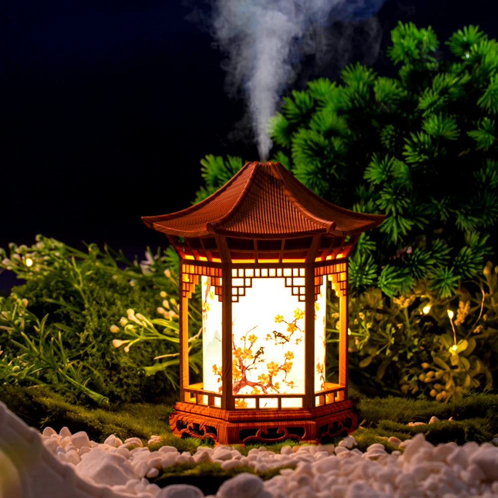 Chinese Style Element Pavilion Humidifier Unique Creative Decorative Night Light with Delicate Spray to Improve Air Quality