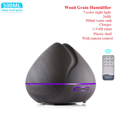 Remote Control Humidifier Essential Oil Diffuser With 7 Color LED Humidificador 300ml 500ml Ultrasonic Aroma Diffuser For Home