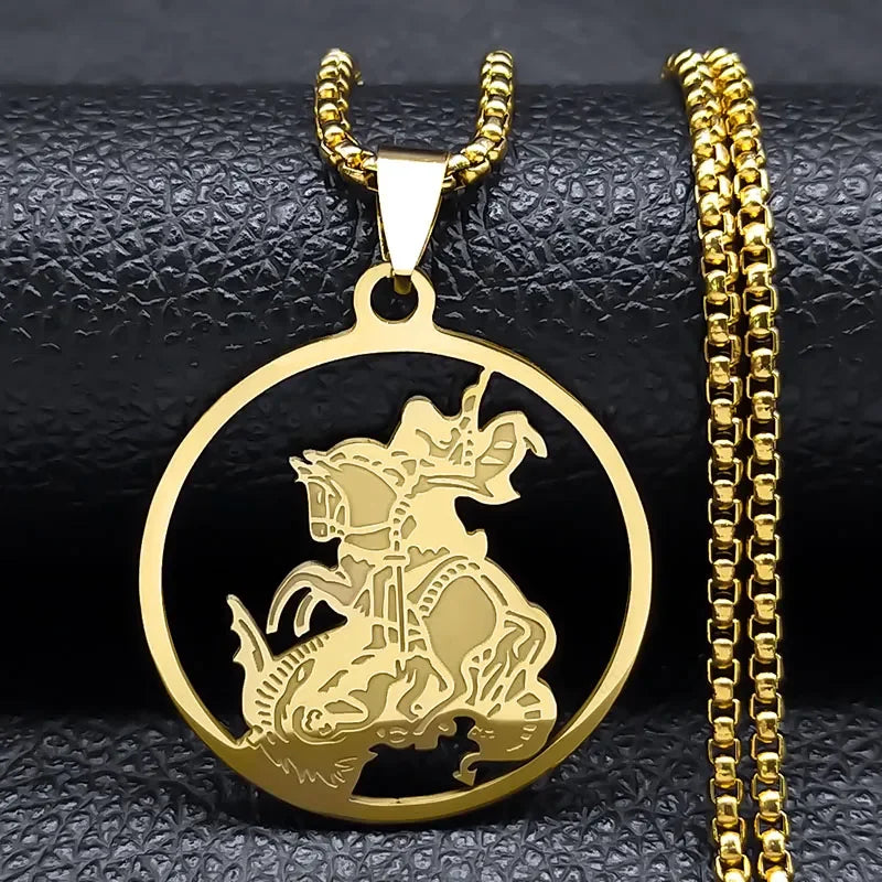 Seven Archangels Amulet Stainless Steel Necklaces Men Seal of Solomon Talisman Necklace Protection Jewelry Collar Hombre N1162S2