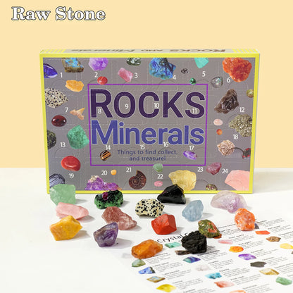 24pcs/set Natural Crystal Specimen Gift Box Children's Holiday Gift Ornament