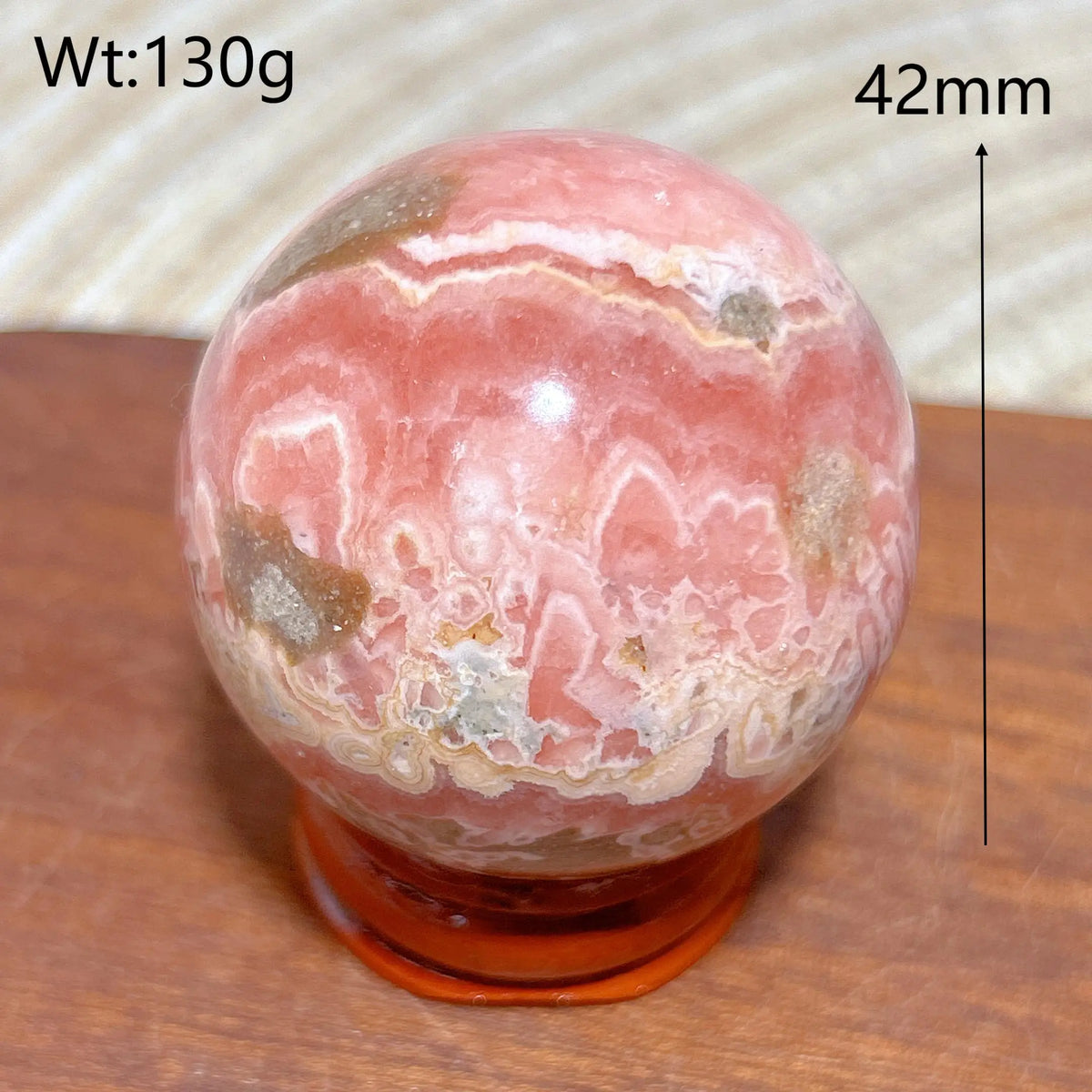 Rhodochrosite Sphere – Natural Pink Elegance